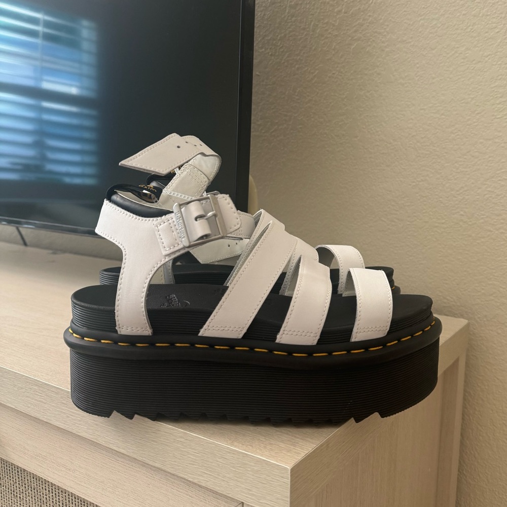 Womens Dr. Martens Blaire Platform Sandal - White